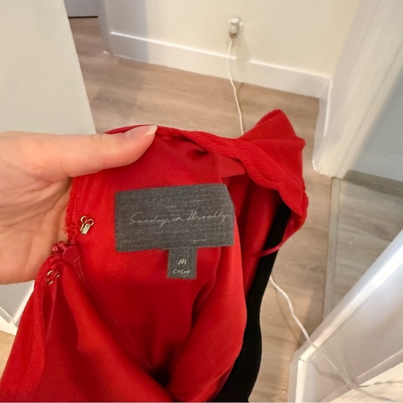 Anthro Sunday in Brooklyn Crosstown Dress 3/4" Sleeve Red Mini Dress M Classic - Picture 10 of 16